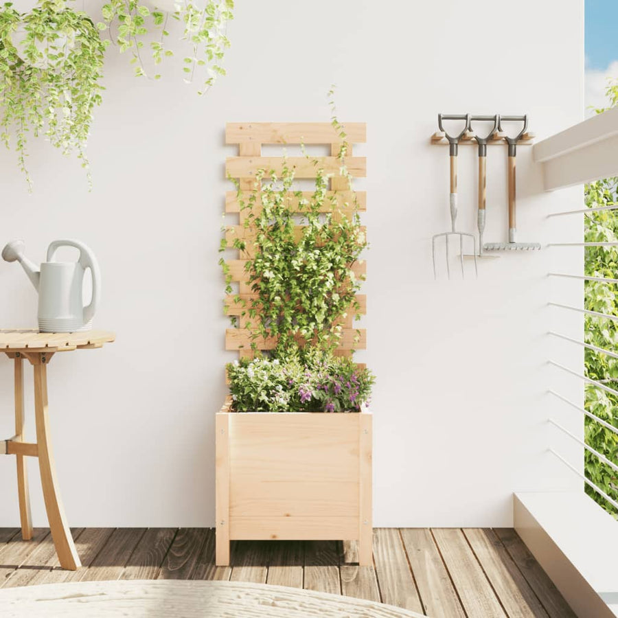 Jardinieră De Grădină Cu Raft, 39X39,5X114 Cm, Lemn Masiv Pin