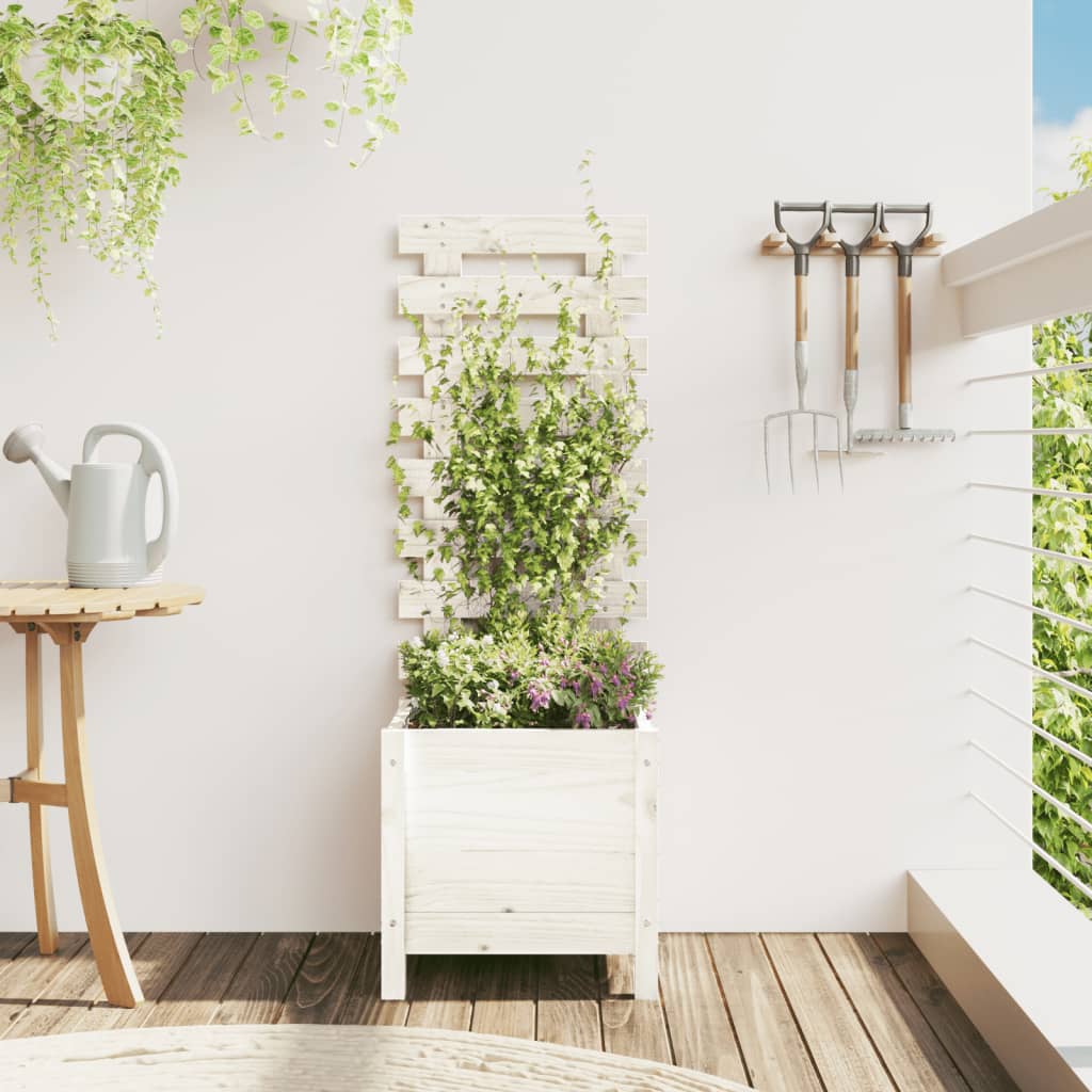 Jardinieră De Grădină Cu Raft, 39X39,5X114 Cm, Lemn Masiv Pin