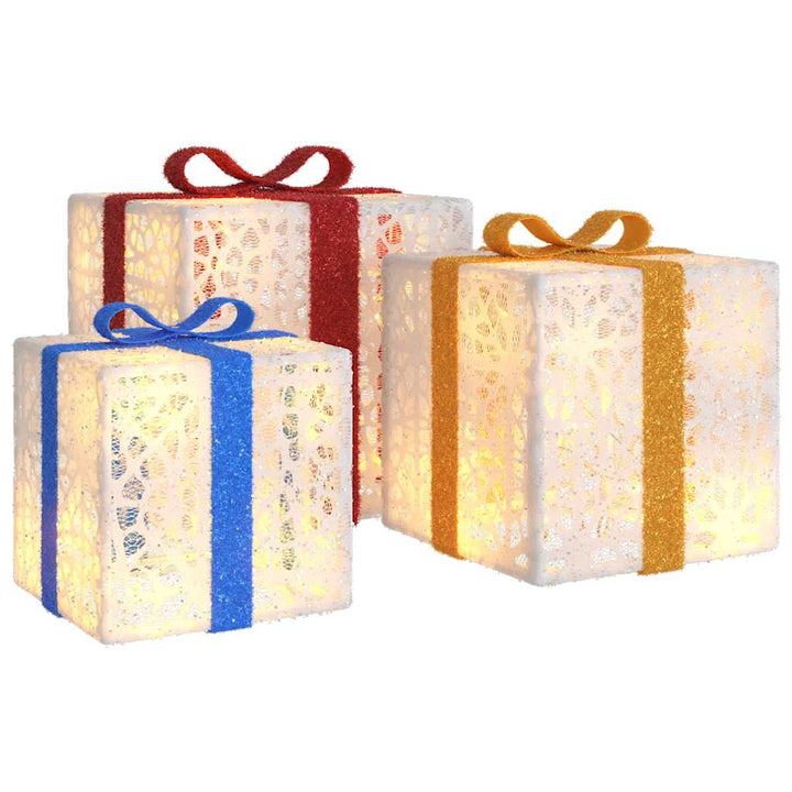 Cutii De Crăciun Iluminate, 3 Buc., 64 Led-Uri, Cald