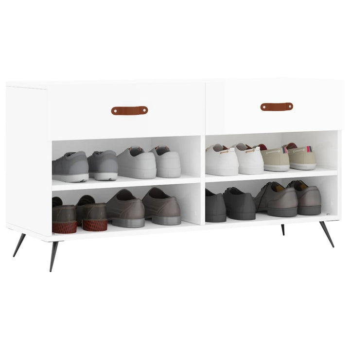 Bancheta Pantofar, Alb Extralucios, 102X35X55 Cm, Lemn Compozit