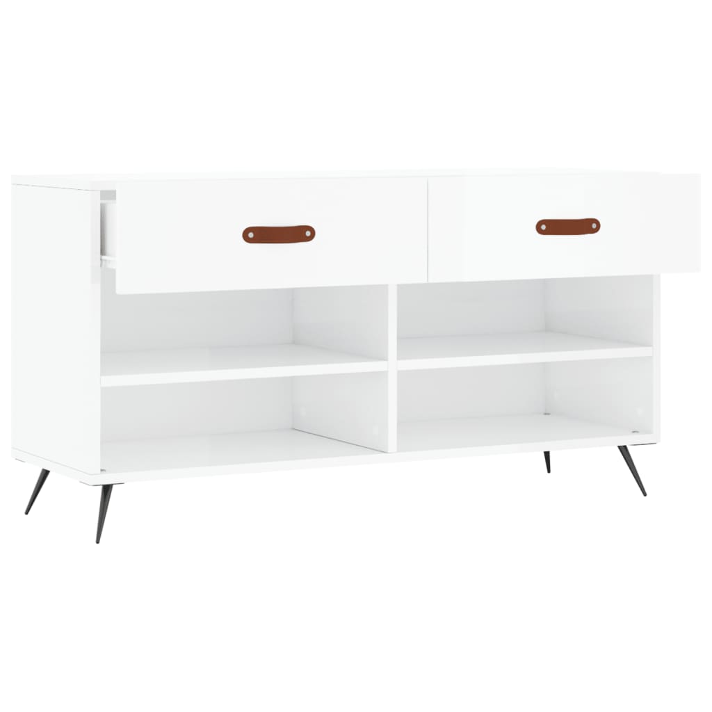 Bancheta Pantofar, Alb Extralucios, 102X35X55 Cm, Lemn Compozit