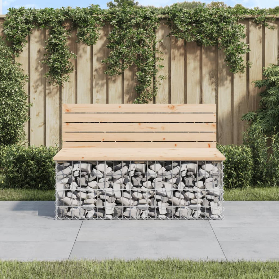 Bancă De Grădină, Design Gabion, 103X70X65Cm, Lemn Masiv De Pin