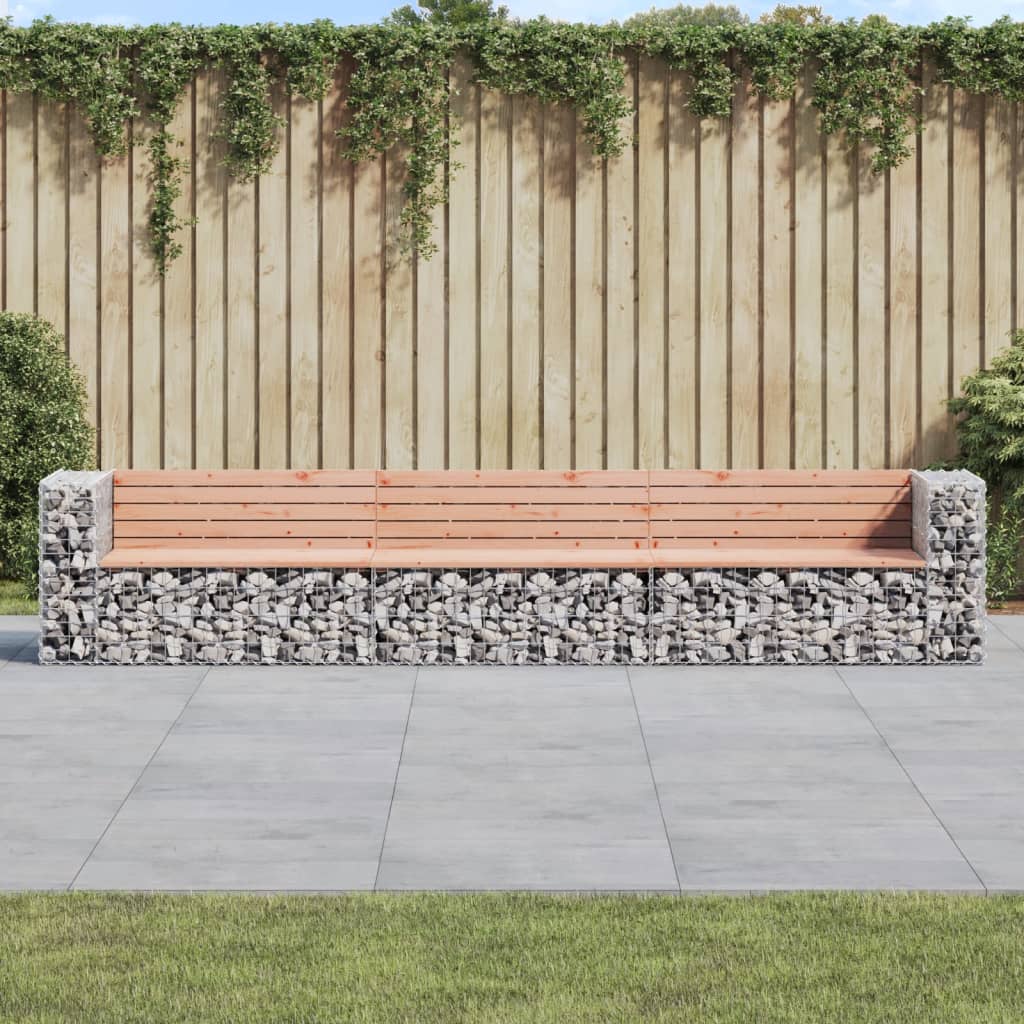 Bancă Grădină Design Gabion, 347X71X65,5 Cm, Lemn Pin Impregnat