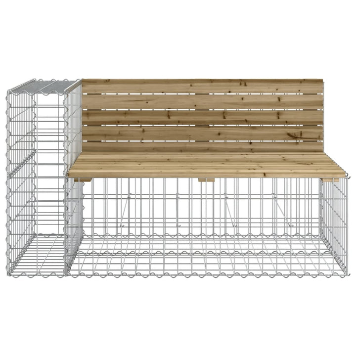 Bancă Grădină Design Gabion, 347X71X65,5 Cm, Lemn Pin Impregnat