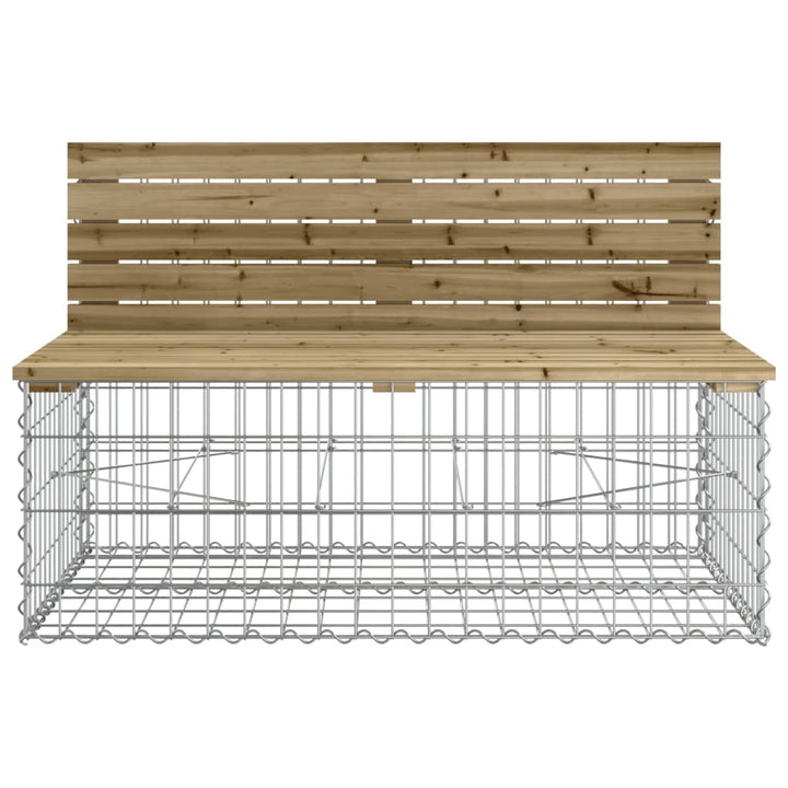 Bancă Grădină Design Gabion, 347X71X65,5 Cm, Lemn Pin Impregnat