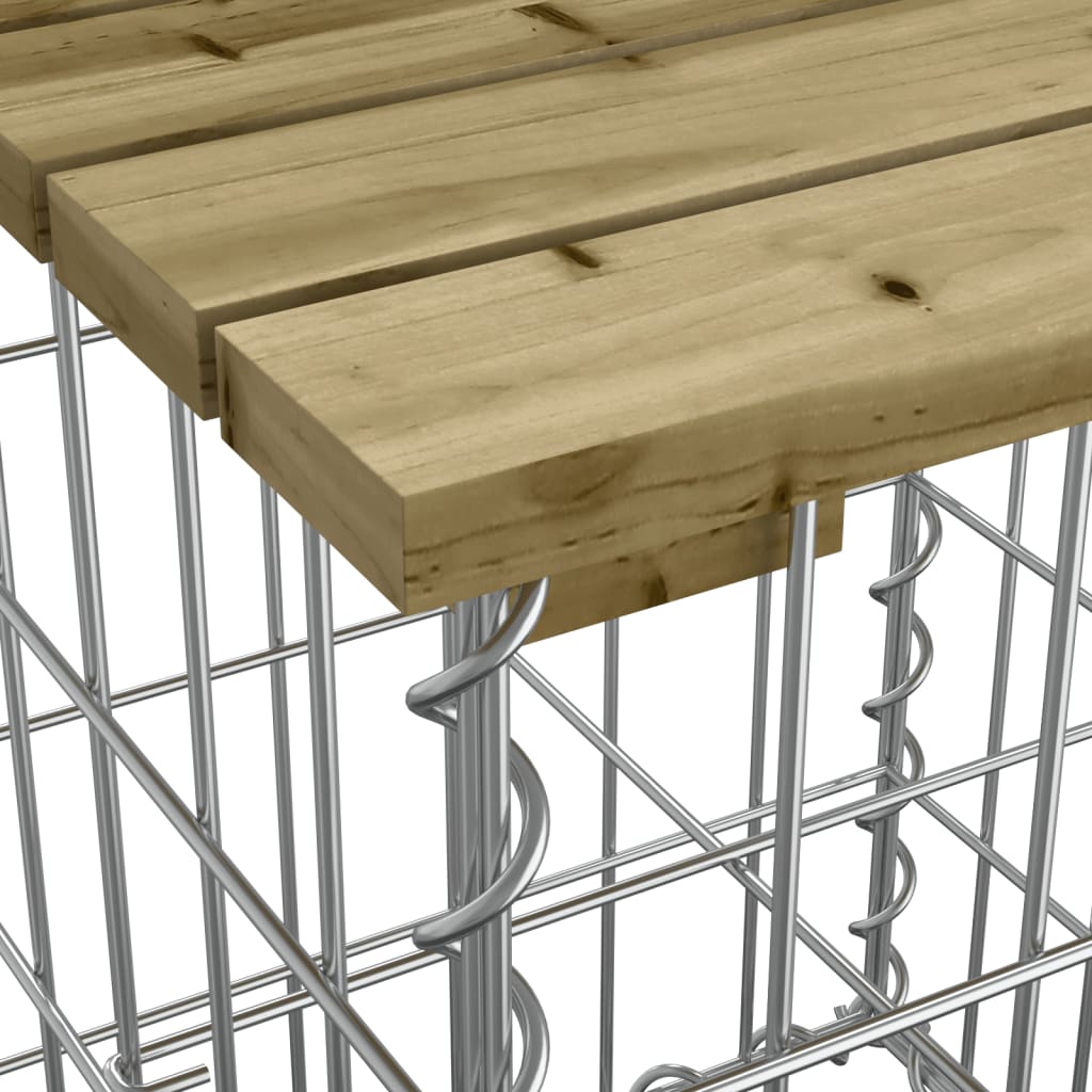 Bancă Grădină Design Gabion, 347X71X65,5 Cm, Lemn Pin Impregnat