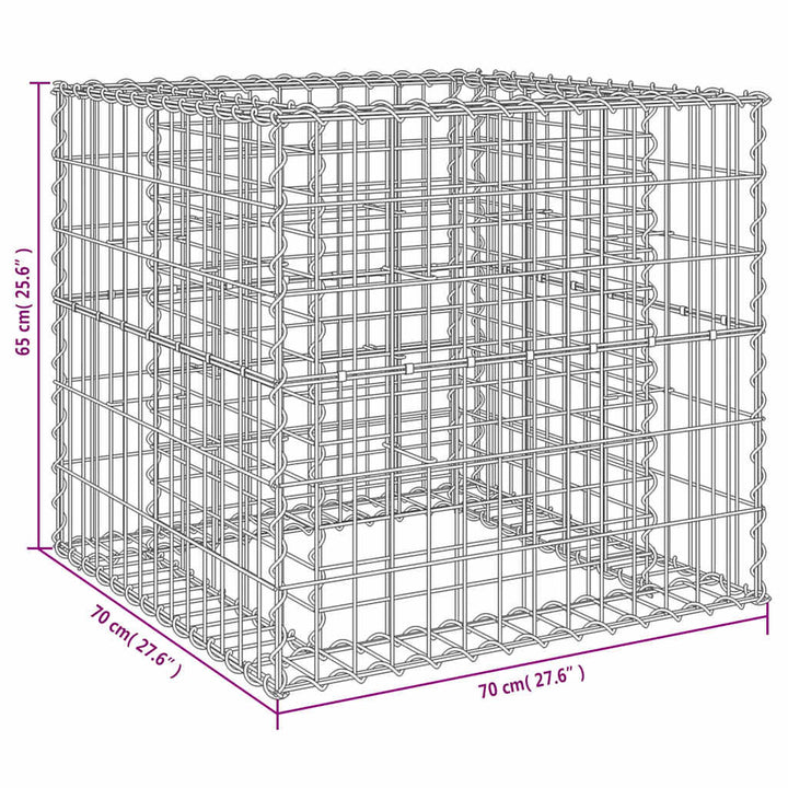 Coș Gabion, Argintiu, 70X70X65 Cm, Fier Galvanizat