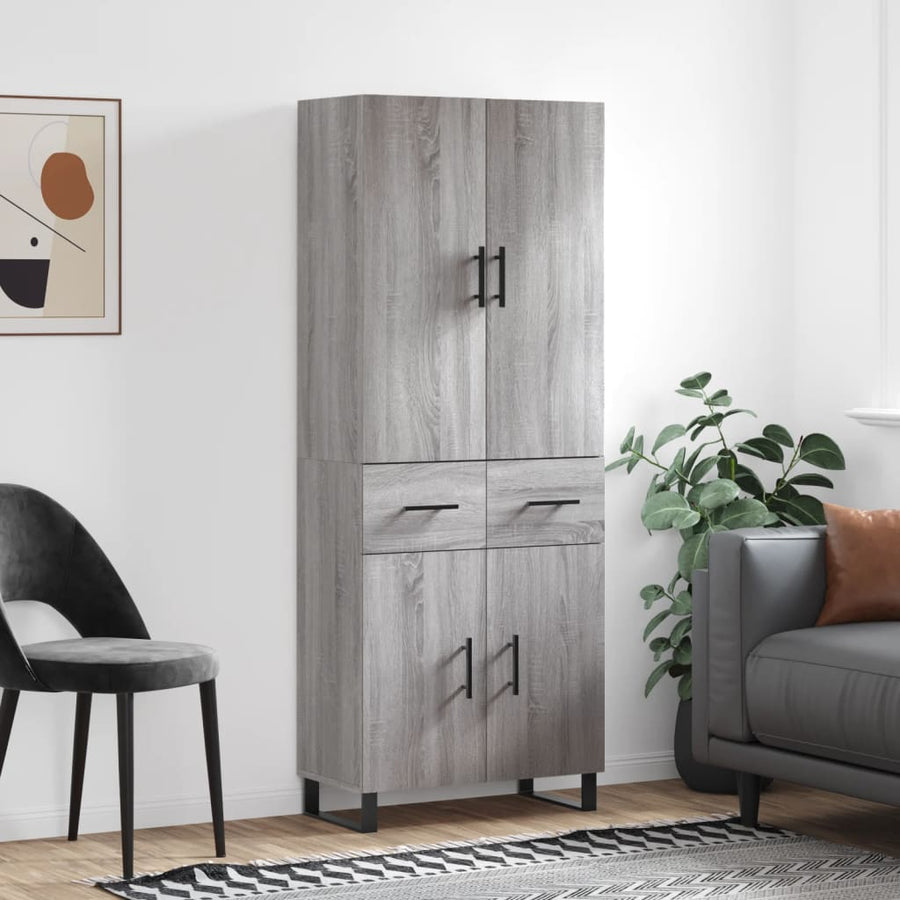 Dulap Înalt, Gri Sonoma, 69,5X34X180 Cm, Lemn Compozit