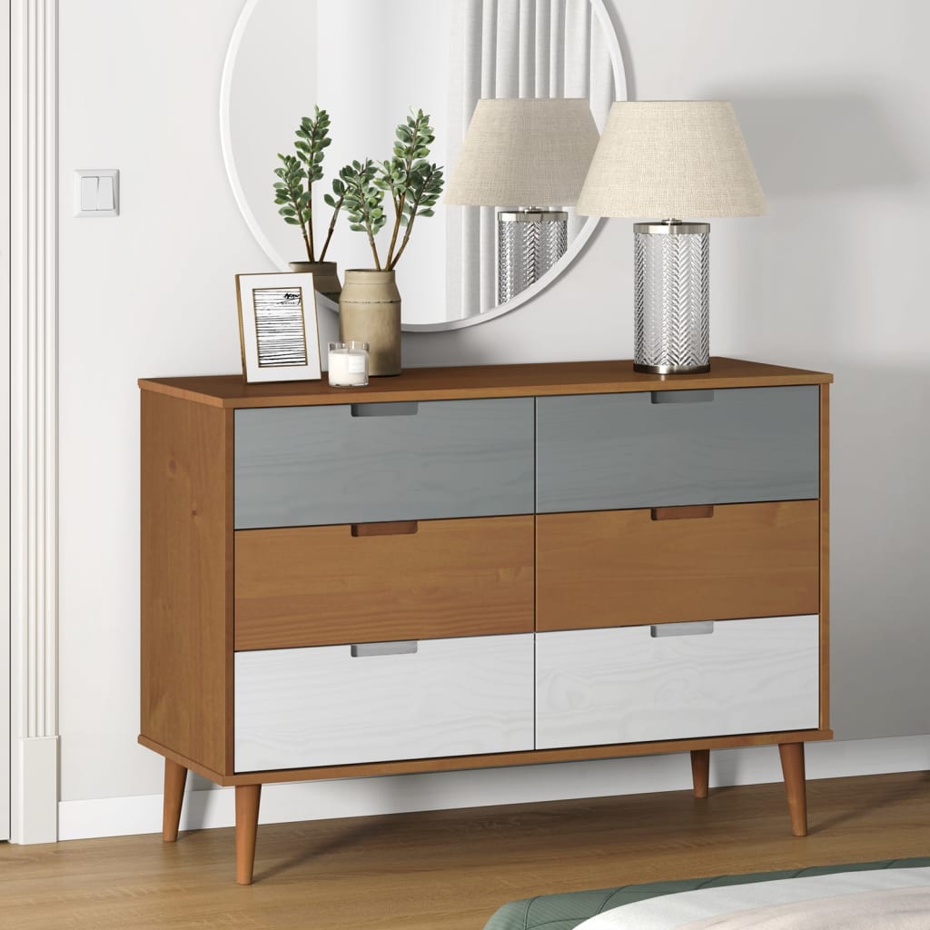 Dulap Cu Sertare „Molde”, , 113X40X80 Cm, Lemn Masiv De Pin