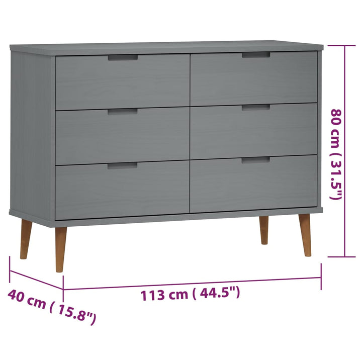 Dulap Cu Sertare „Molde”, , 113X40X80 Cm, Lemn Masiv De Pin