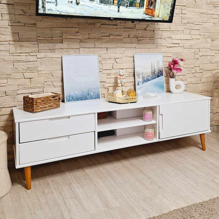 Dulap Tv „Molde” , 158X40X49 Cm, Lemn Masiv De Pin