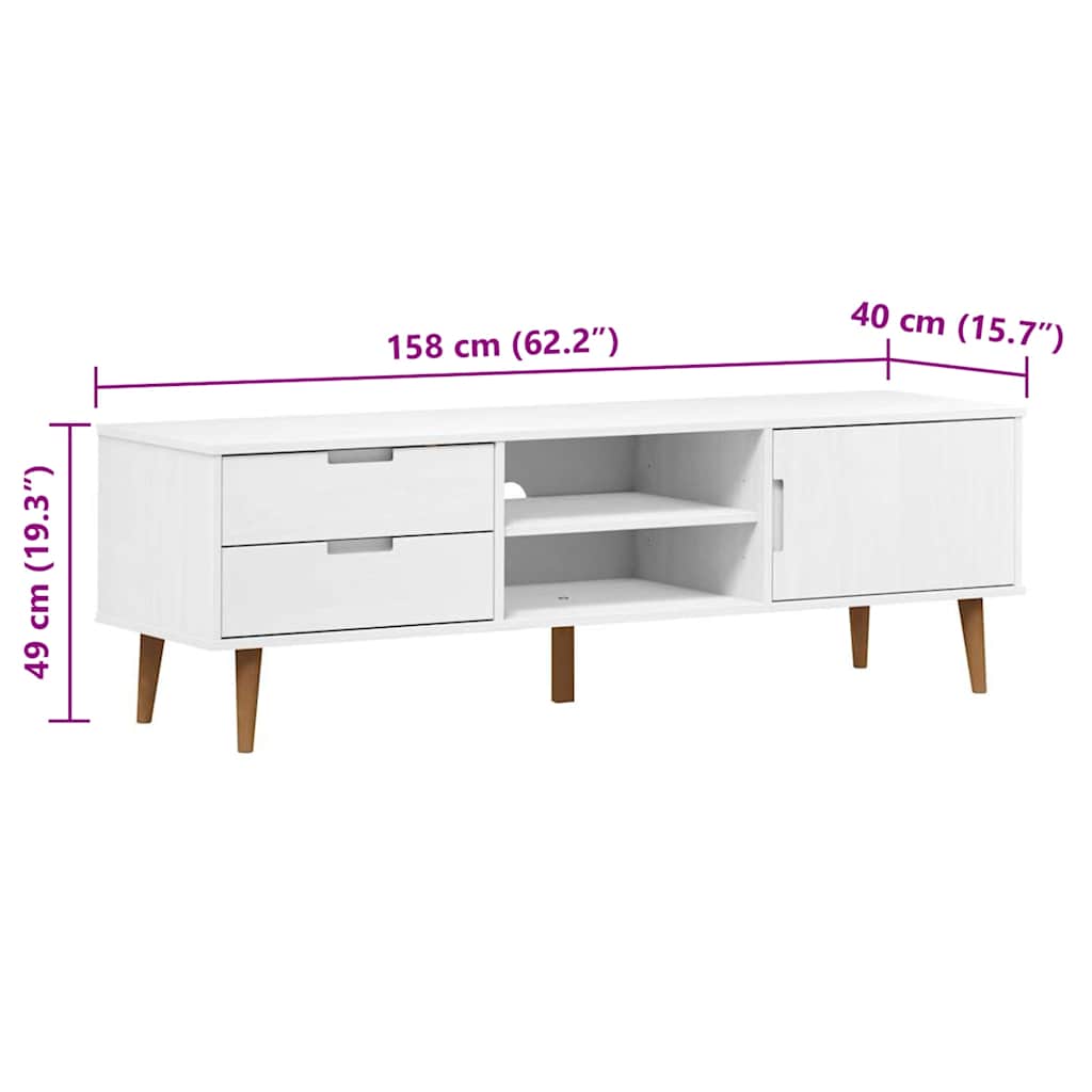 Dulap Tv „Molde” , 158X40X49 Cm, Lemn Masiv De Pin