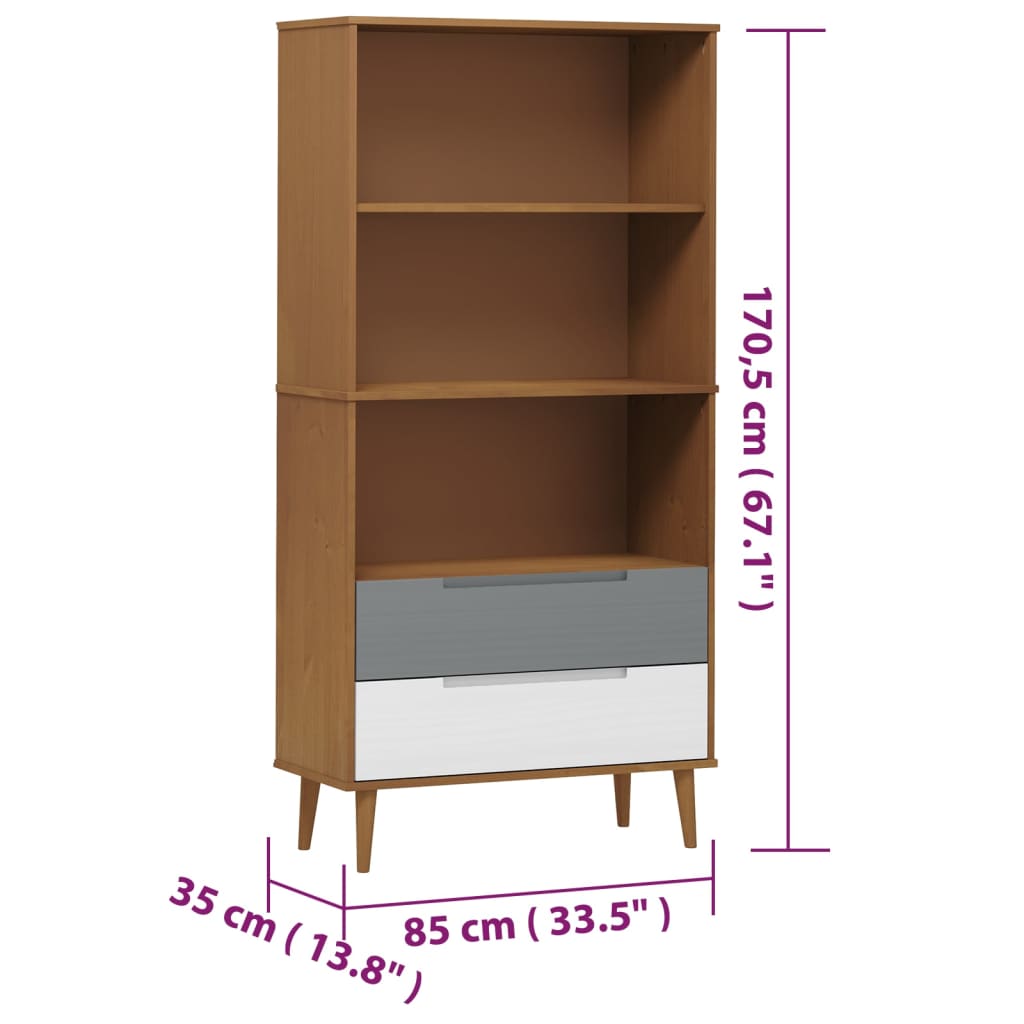 Bibliotecă Molde, , 85X35X170,5 Cm, Lemn Masiv De Pin