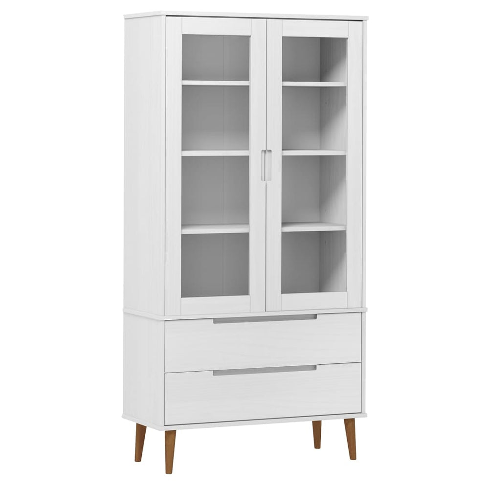 Dulap Cu Vitrină, , 90X35X175 Cm, Lemn Masiv De Pin