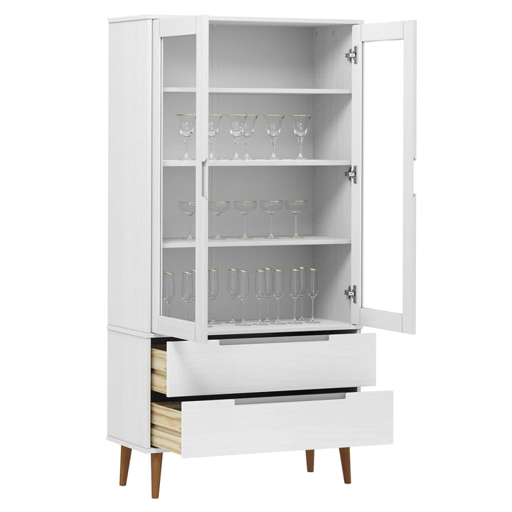 Dulap Cu Vitrină, , 90X35X175 Cm, Lemn Masiv De Pin