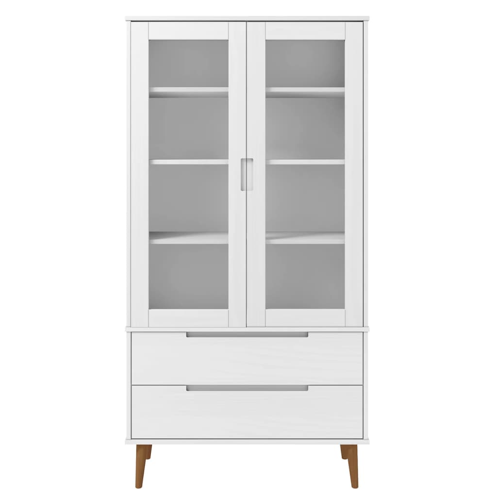 Dulap Cu Vitrină, , 90X35X175 Cm, Lemn Masiv De Pin