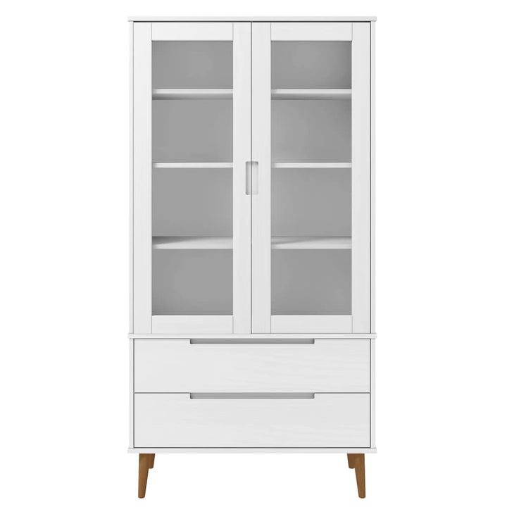 Dulap Cu Vitrină, , 90X35X175 Cm, Lemn Masiv De Pin