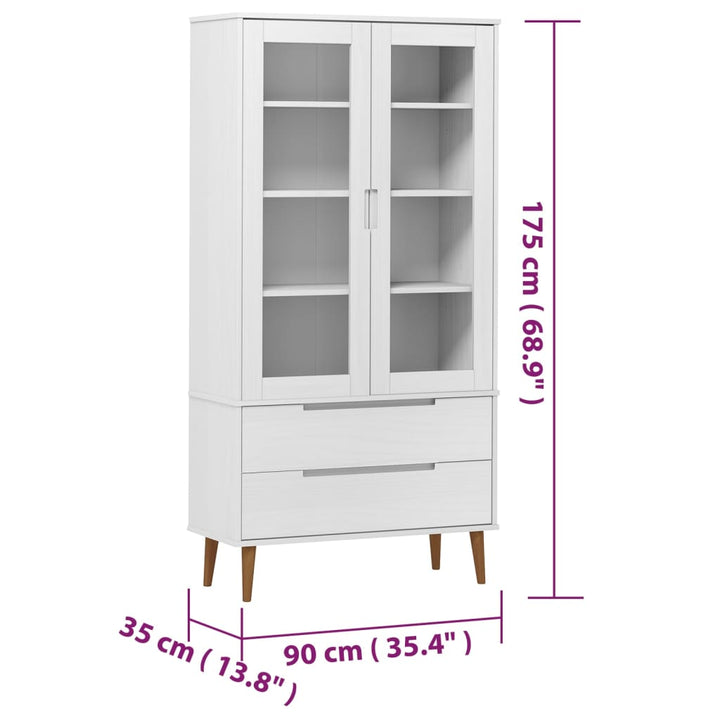 Dulap Cu Vitrină, , 90X35X175 Cm, Lemn Masiv De Pin