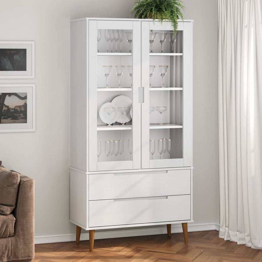 Dulap Cu Vitrină, , 90X35X175 Cm, Lemn Masiv De Pin