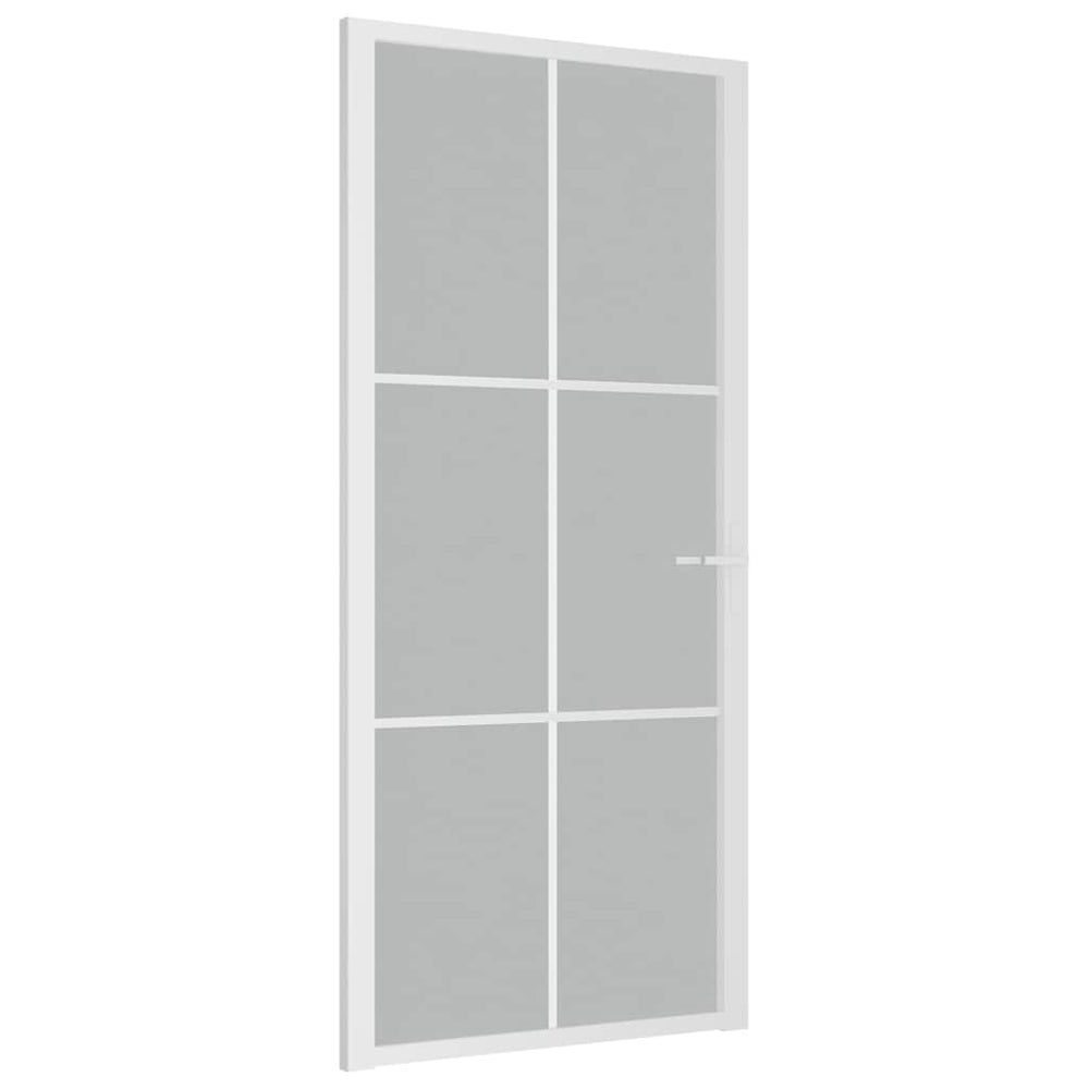 Ușă De Interior, 93X201,5 Cm, Alb, Sticlă Mată Și Aluminiu