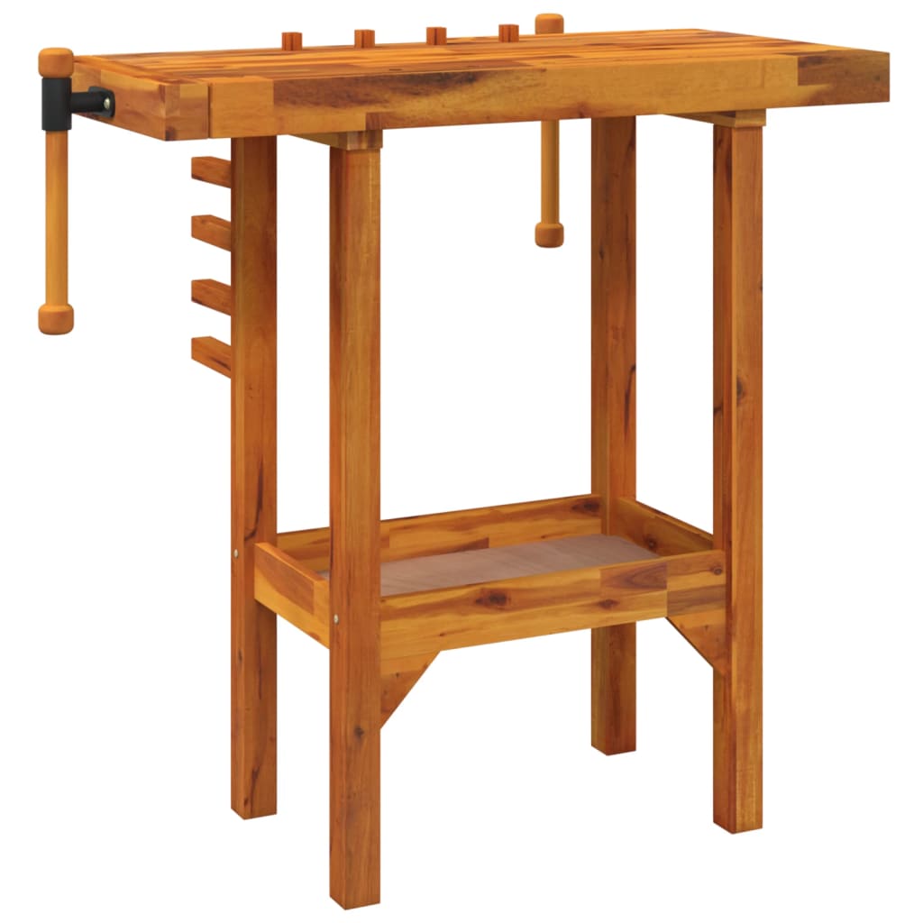 Banc De Lucru Cu Menghine, 92X48X83 Cm, Lemn Masiv De Acacia