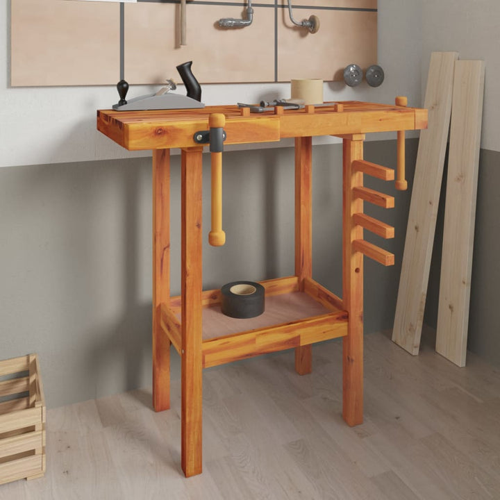 Banc De Lucru Cu Menghine, 92X48X83 Cm, Lemn Masiv De Acacia