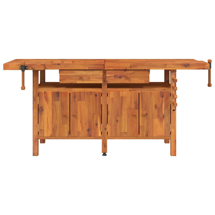 Banc De Lucru Cu Sertare Și Menghine, 192X62X83 Cm, Lemn Acacia