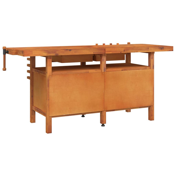 Banc De Lucru Cu Sertare Și Menghine, 192X62X83 Cm, Lemn Acacia