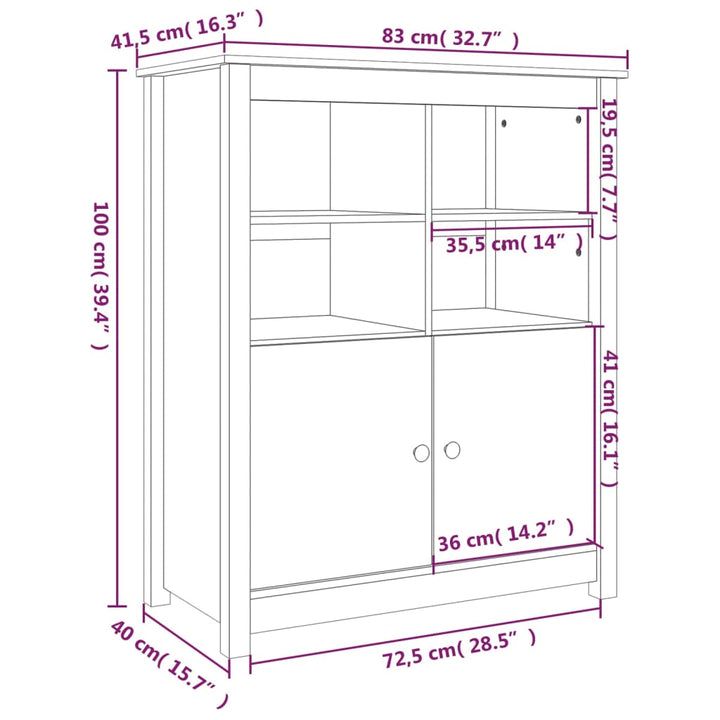 Servantă, , 83X41,5X100 Cm, Lemn Masiv De Pin
