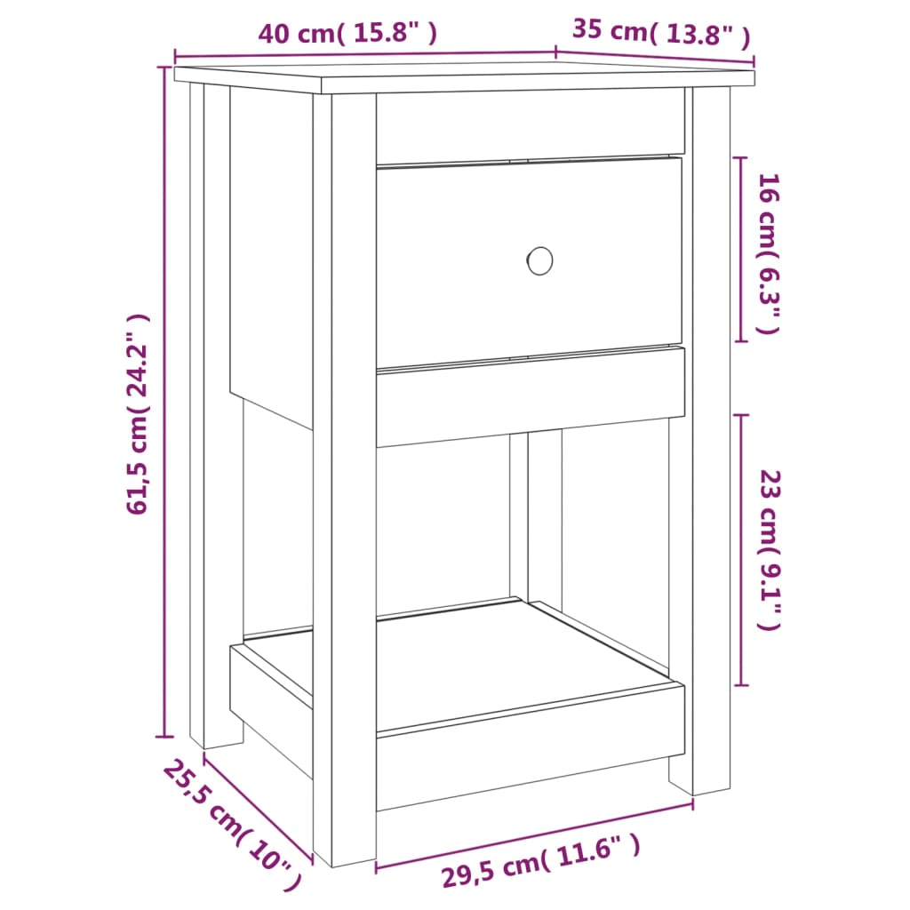 Noptiere, 2 Buc, , 40X35X61,5 Cm, Lemn Masiv De Pin