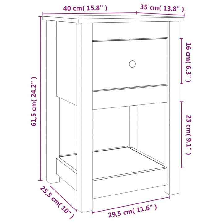 Noptiere, 2 Buc, , 40X35X61,5 Cm, Lemn Masiv De Pin