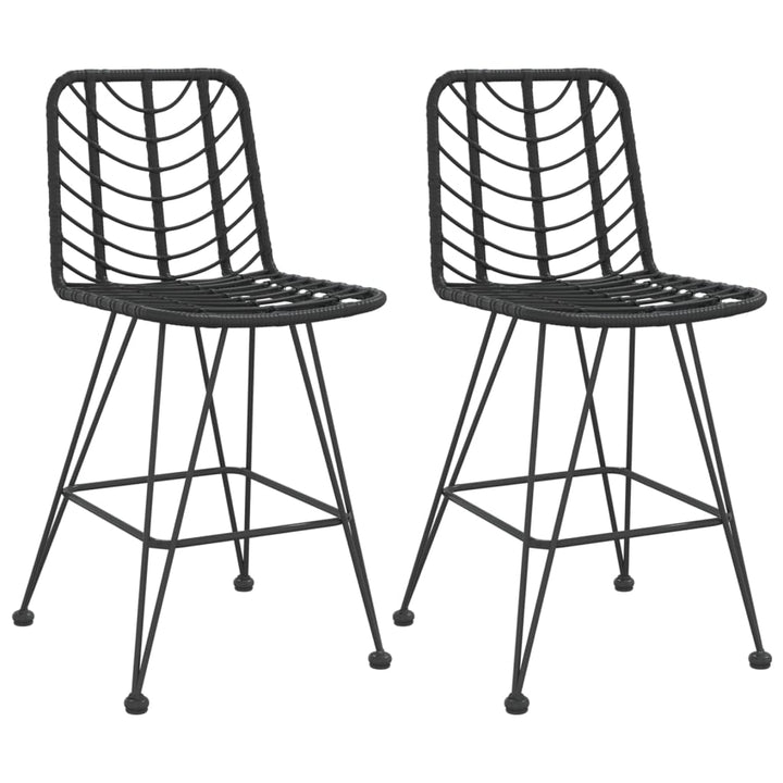 Taburete De Bar, 2 Buc., , 45X56X103,5 Cm, Ratan Pe & Oțel