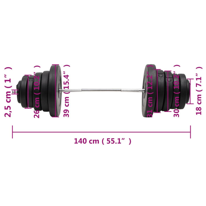 Set Halteră Ondulată Cu Greutăți, 90 Kg