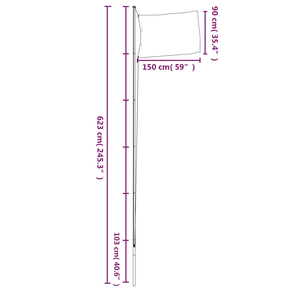 Steag Și Stâlp Din Aluminiu, 6,23 M