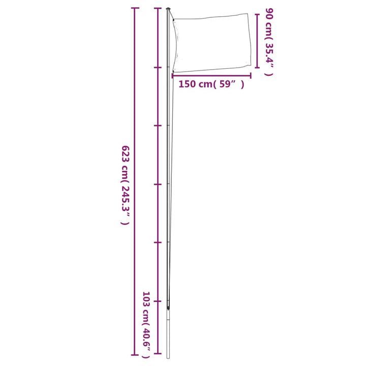 Steag Și Stâlp Din Aluminiu, 6,23 M