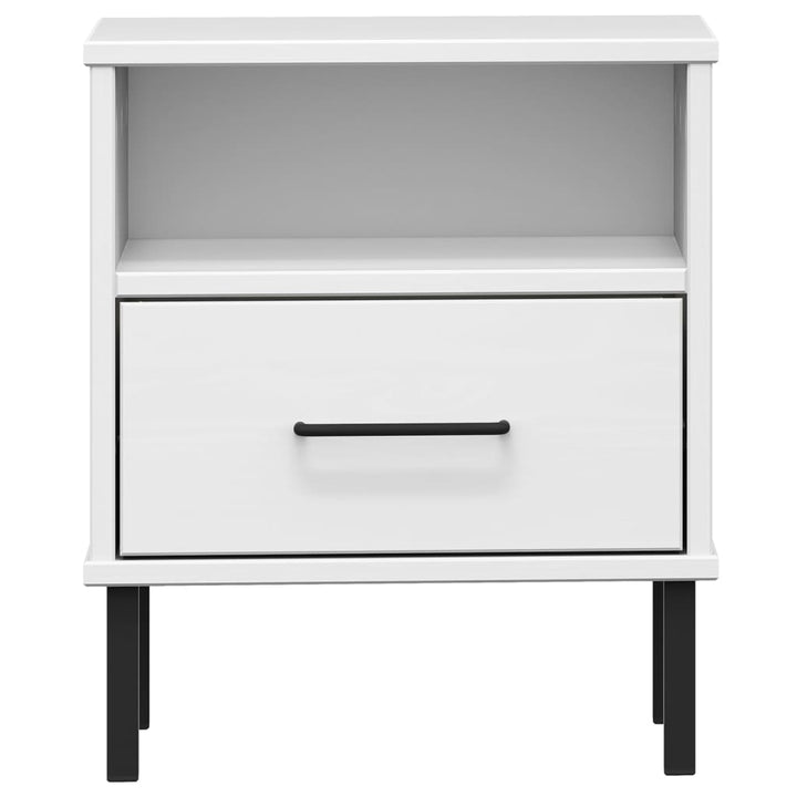 Noptieră Cu Picioare Metalice „Oslo”, , Lemn Masiv Pin