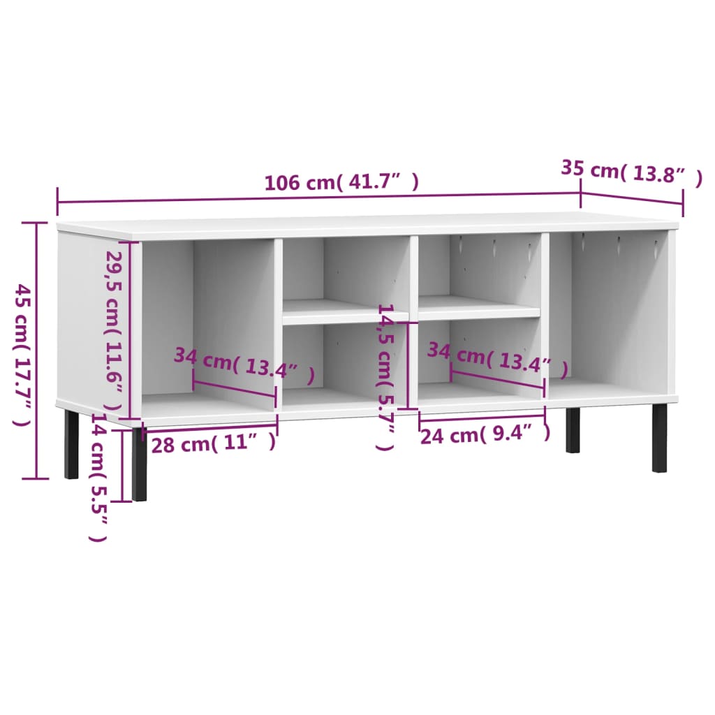 Pantofar Cu Picioare Metalice „Oslo” 106X35X45 Cm Lemn