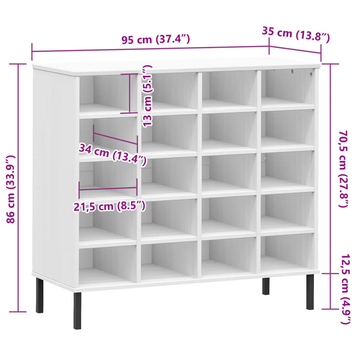 Pantofar Cu Picioare Metalice „Oslo” 95X35X86 Cm Lemn Masiv