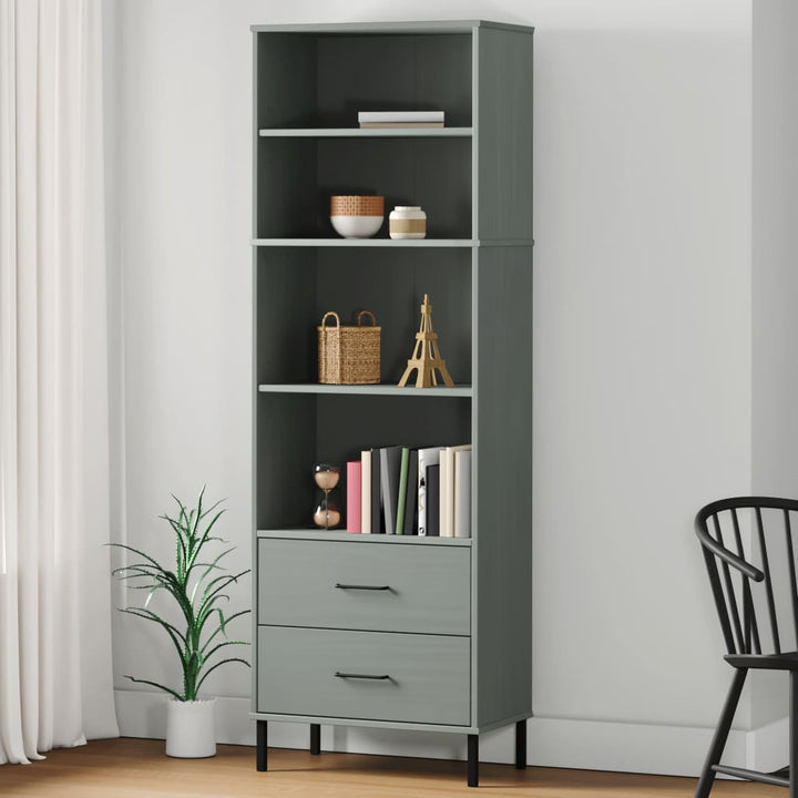 Bibliotecă Cu 2 Sertare Oslo, , 60X35X180 Cm, Lemn Masiv