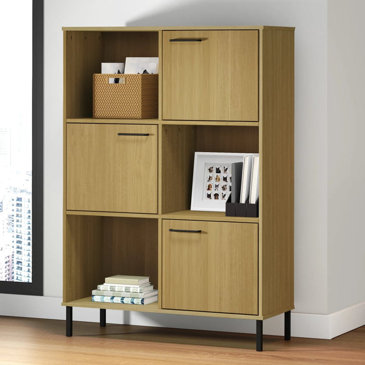Bibliotecă Cu Picioare Metalice Oslo, , 90X35X128,5 Cm, Lemn