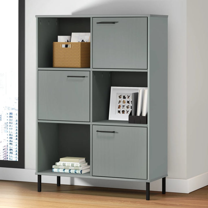 Bibliotecă Cu Picioare Metalice Oslo, , 90X35X128,5 Cm, Lemn