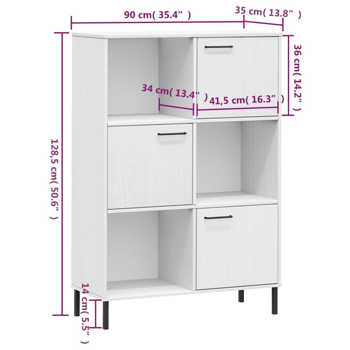 Bibliotecă Cu Picioare Metalice Oslo, , 90X35X128,5 Cm, Lemn
