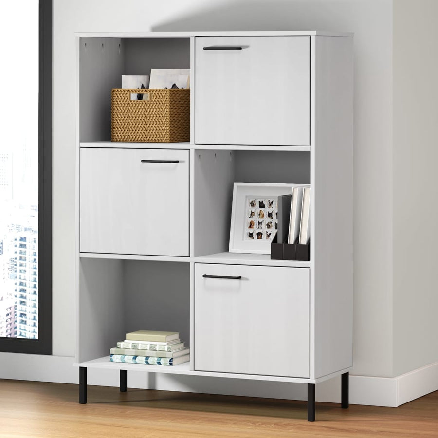 Bibliotecă Cu Picioare Metalice Oslo, , 90X35X128,5 Cm, Lemn