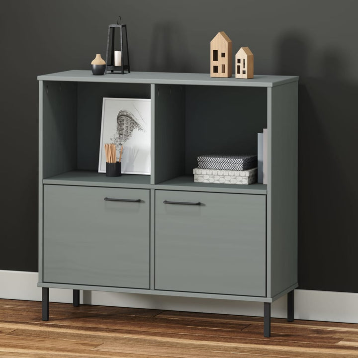 Bibliotecă Cu Picioare Metalice Oslo, , 90X35X90,5 Cm, Lemn