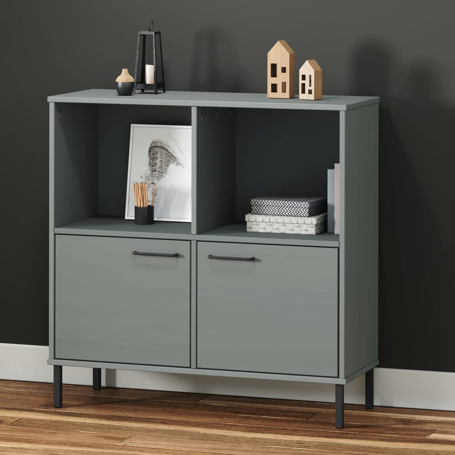 Bibliotecă Cu Picioare Metalice Oslo, , 90X35X90,5 Cm, Lemn