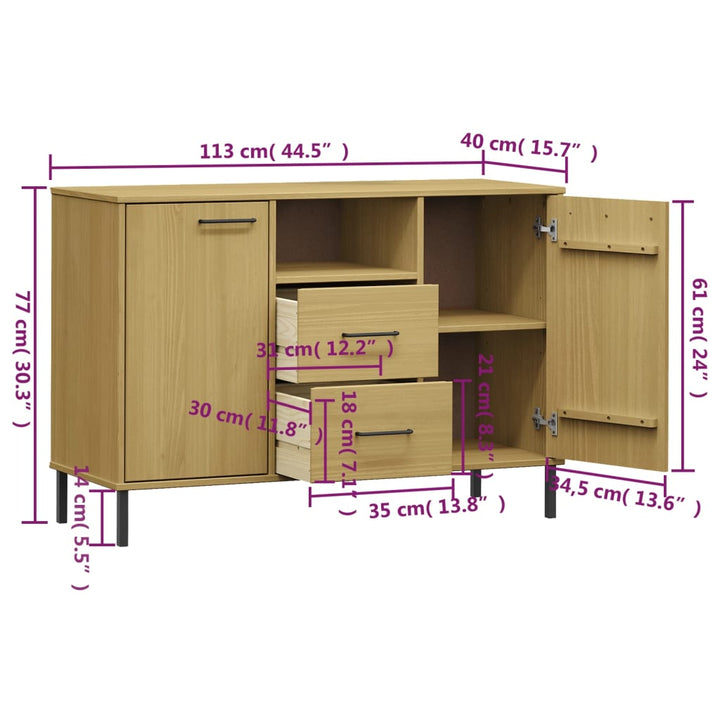 Dulap Cu Picioare Metalice „Oslo” 113X40X77 Cm Lemn