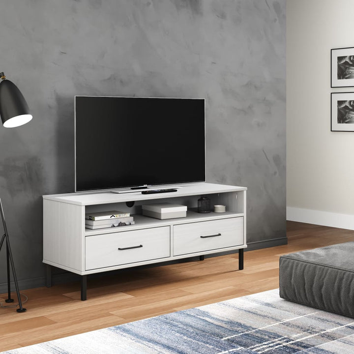 Comodă Tv Cu Picioare Metalice „Oslo”, , Lemn Masiv Pin