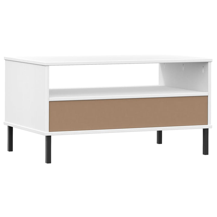 Măsuță Cafea Picioare Metalice 85X50X45Cm Lemn Masiv &quot;Oslo&quot;