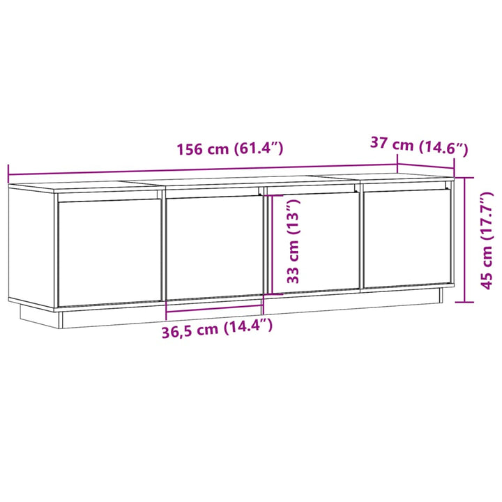 Comodă Tv, , 156X37X45 Cm, Lemn Masiv De Pin