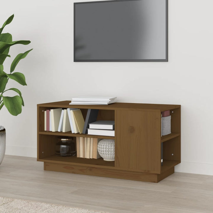 Comodă Tv, 80X35X40,5 Cm, Lemn Masiv De Pin